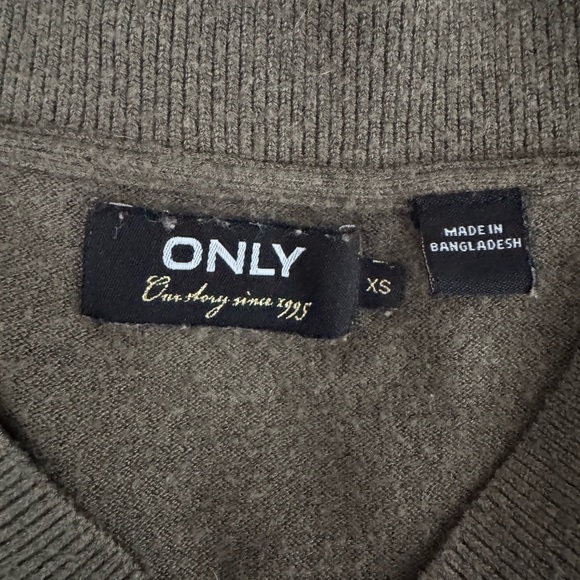 ONLY Women's Khaki V-Neck Sweater - Picture 2 of 3